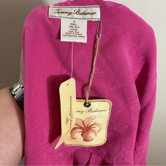 Tommy Bahama paradise found silk pink halter top maxi wrap skirt set sz 16 $225 - Picture 6 of 9